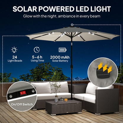 2.6 m Garden Parasol Umbrella with Light, Outdoor Patio Umbrella