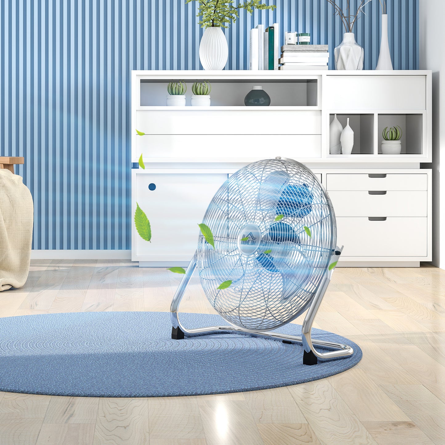 Electric Portable Table Fan with Powerful Airflow, Silver Tone