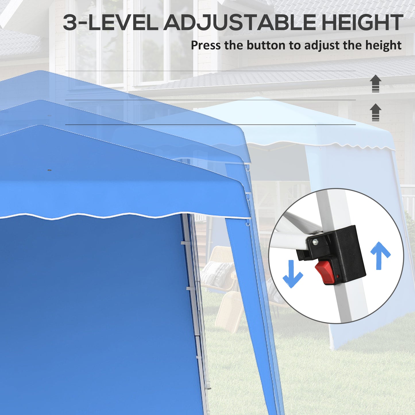 2.4 x 2.4m UV50+ Pop Up Gazebo Canopy Tent with Carry Bag, Blue