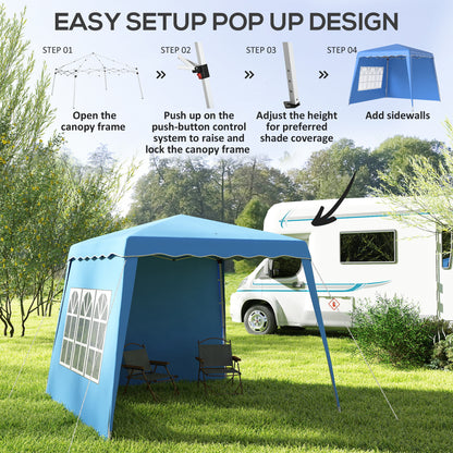 2.4 x 2.4m UV50+ Pop Up Gazebo Canopy Tent with Carry Bag, Blue