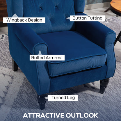 Accent Armchair Home Furniture Retro Tufted Club Fabric Blue