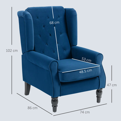 Accent Armchair Home Furniture Retro Tufted Club Fabric Blue