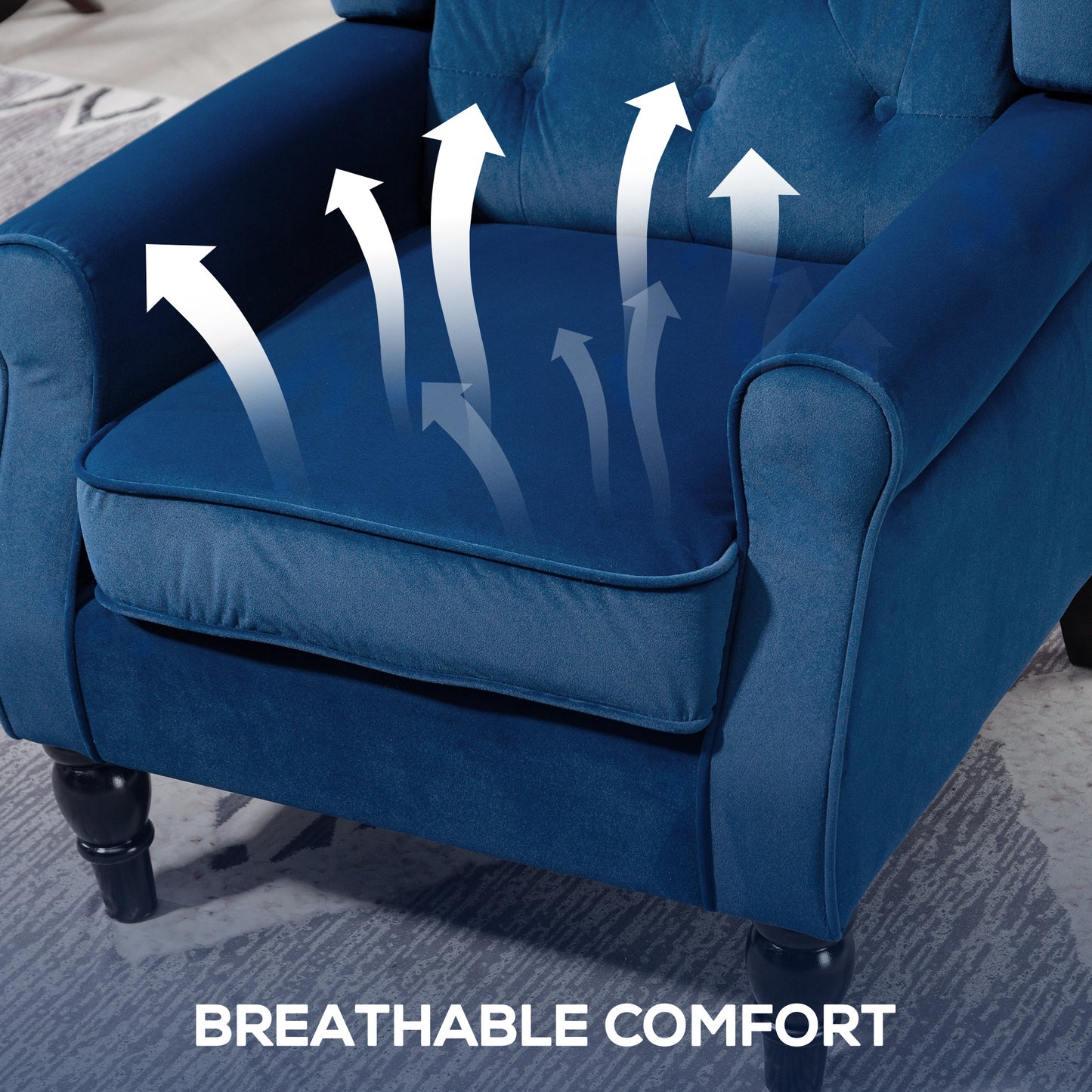 Accent Armchair Home Furniture Retro Tufted Club Fabric Blue