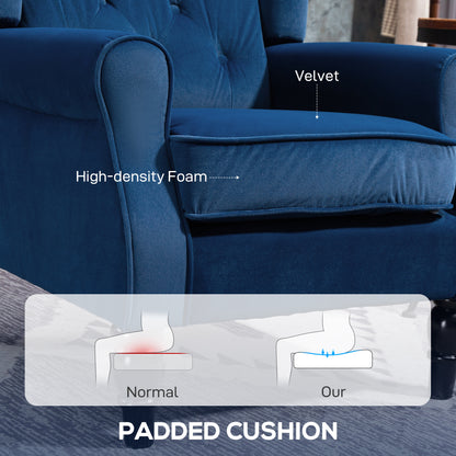 Accent Armchair Home Furniture Retro Tufted Club Fabric Blue
