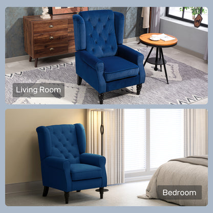 Accent Armchair Home Furniture Retro Tufted Club Fabric Blue