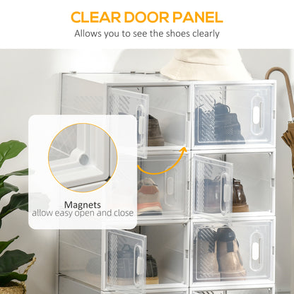 8PCS Stackable Clear Plastic Shoe Storage Box for UK/EU Size 12/46
