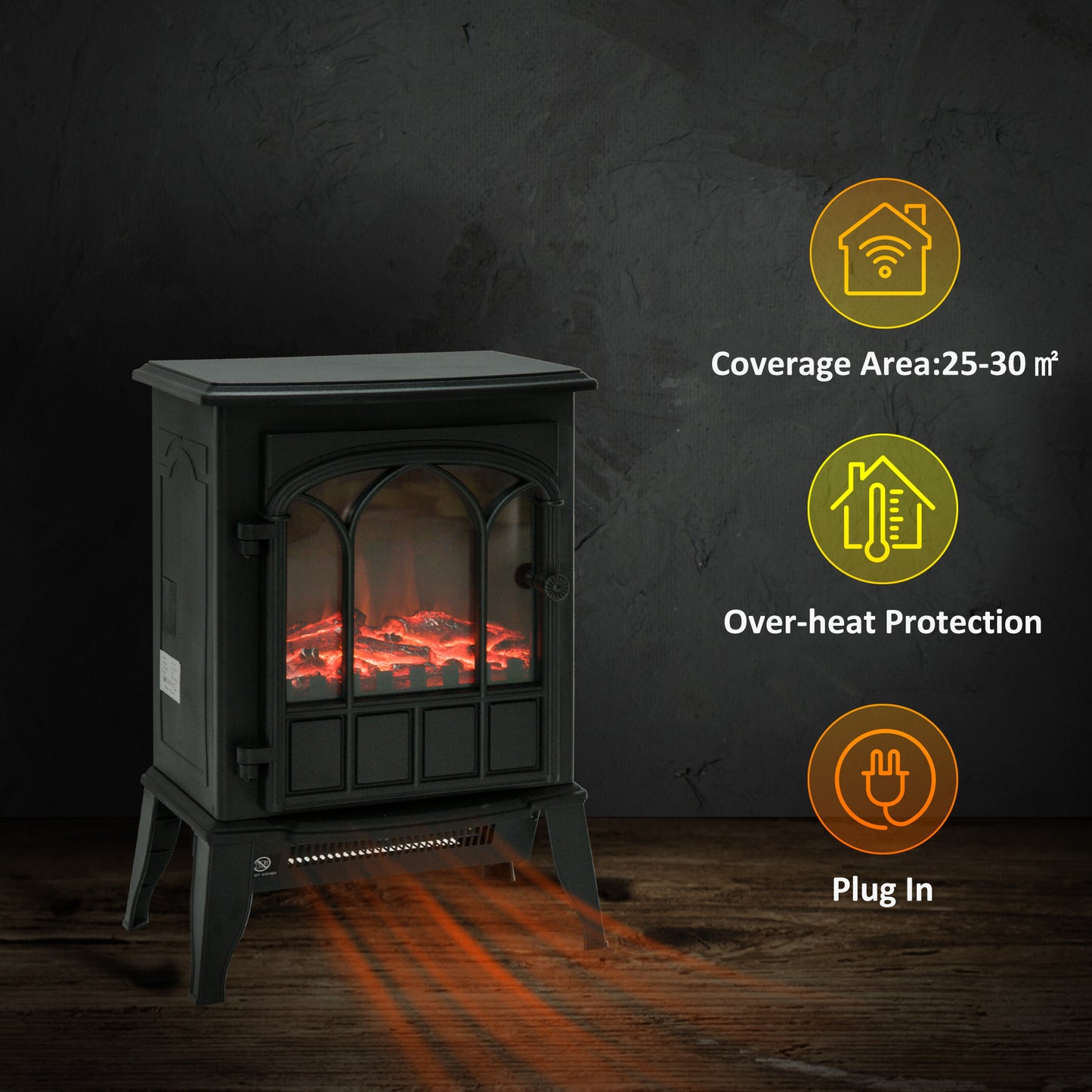 Electric Stove Heater LED Flame Effect 1000W/2000W