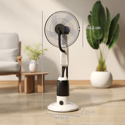 18" Pedestal Fan with Water Mist Spray Standing Fan, 2.8L Tank, White