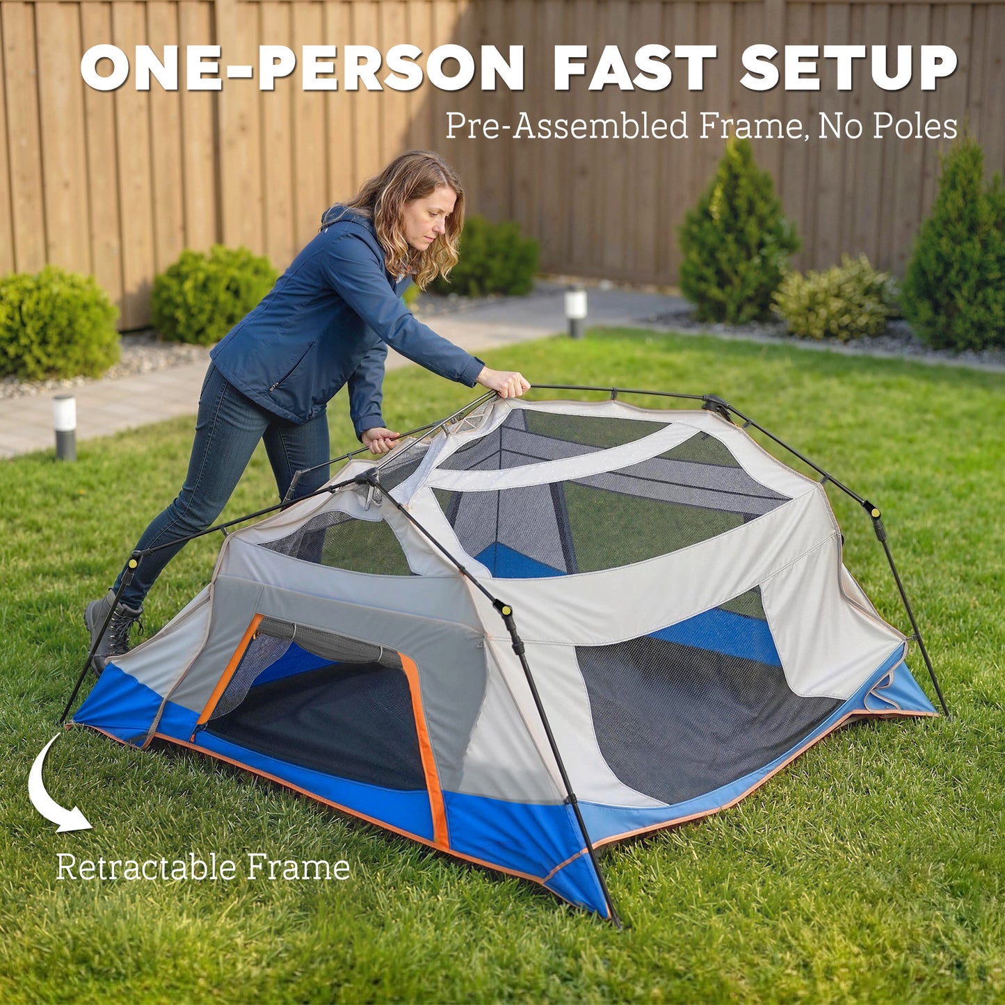 Camping Tent 3000mm Waterproof 4-6  Person Blue