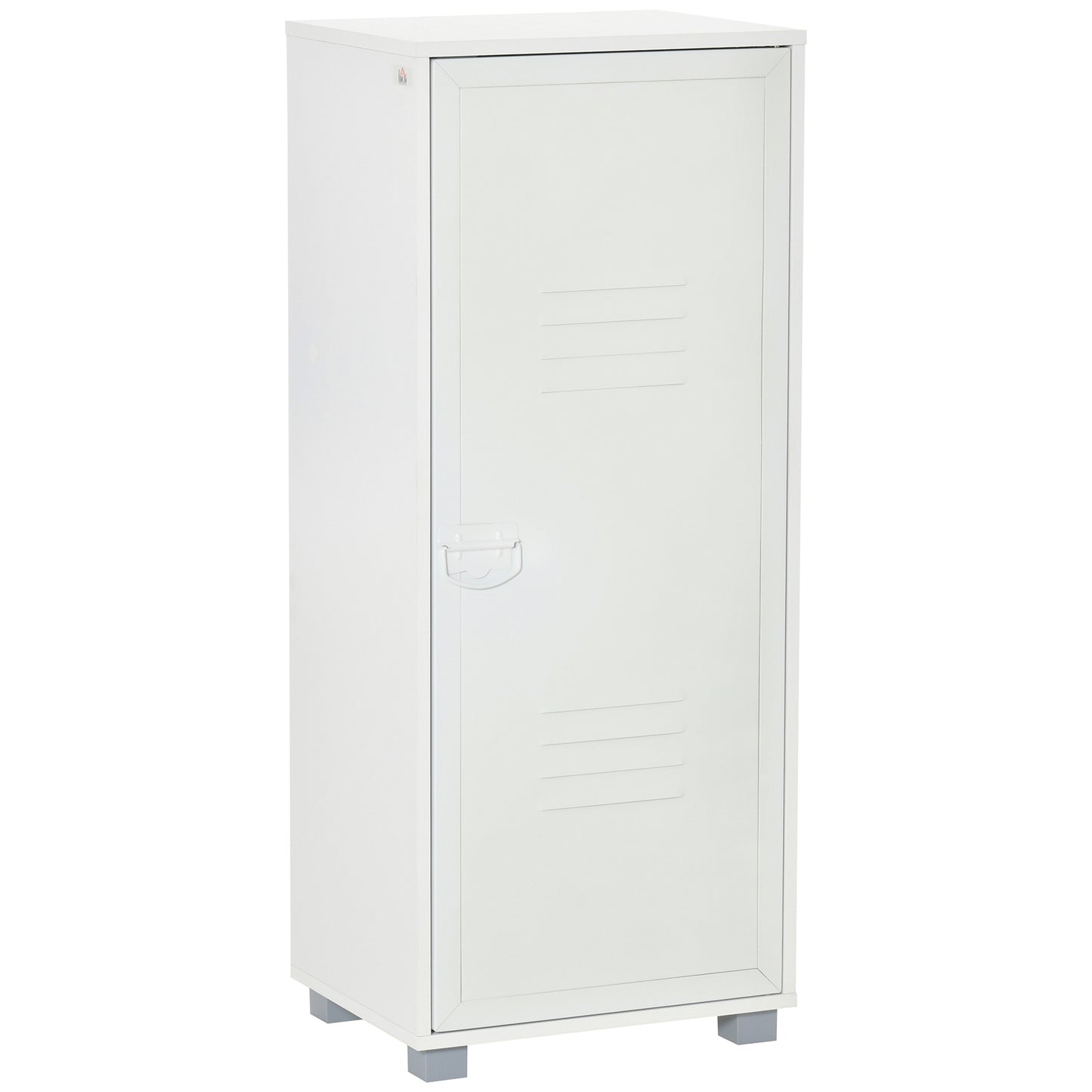 Modern 3-Tier Cabinet Storage Organiser with Louvred Metal Door White