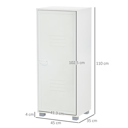 Modern 3-Tier Cabinet Storage Organiser with Louvred Metal Door White