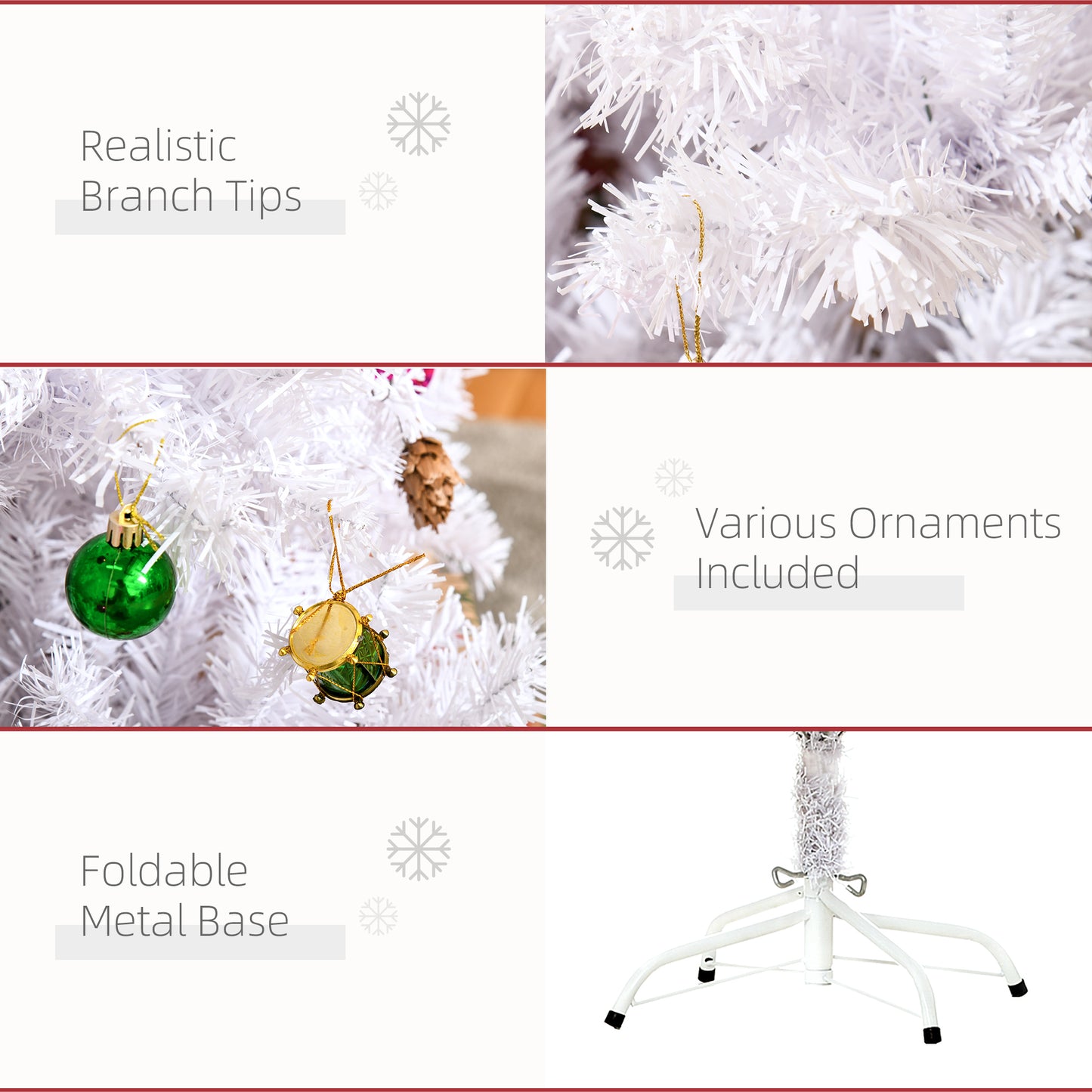 5ft Snow Artificial Christmas Tree w/ Metal Stand Decorations Home White