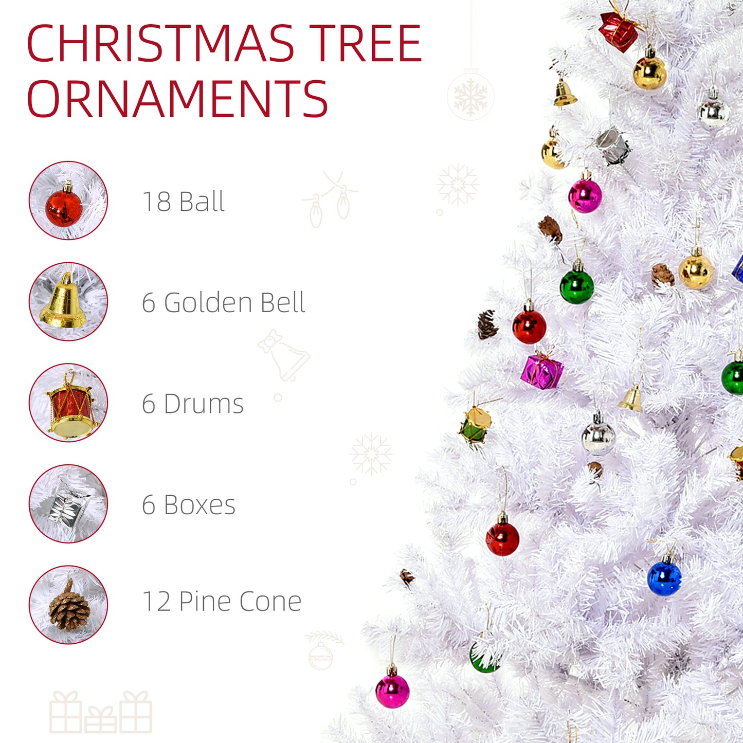 5ft Snow Artificial Christmas Tree w/ Metal Stand Decorations Home White