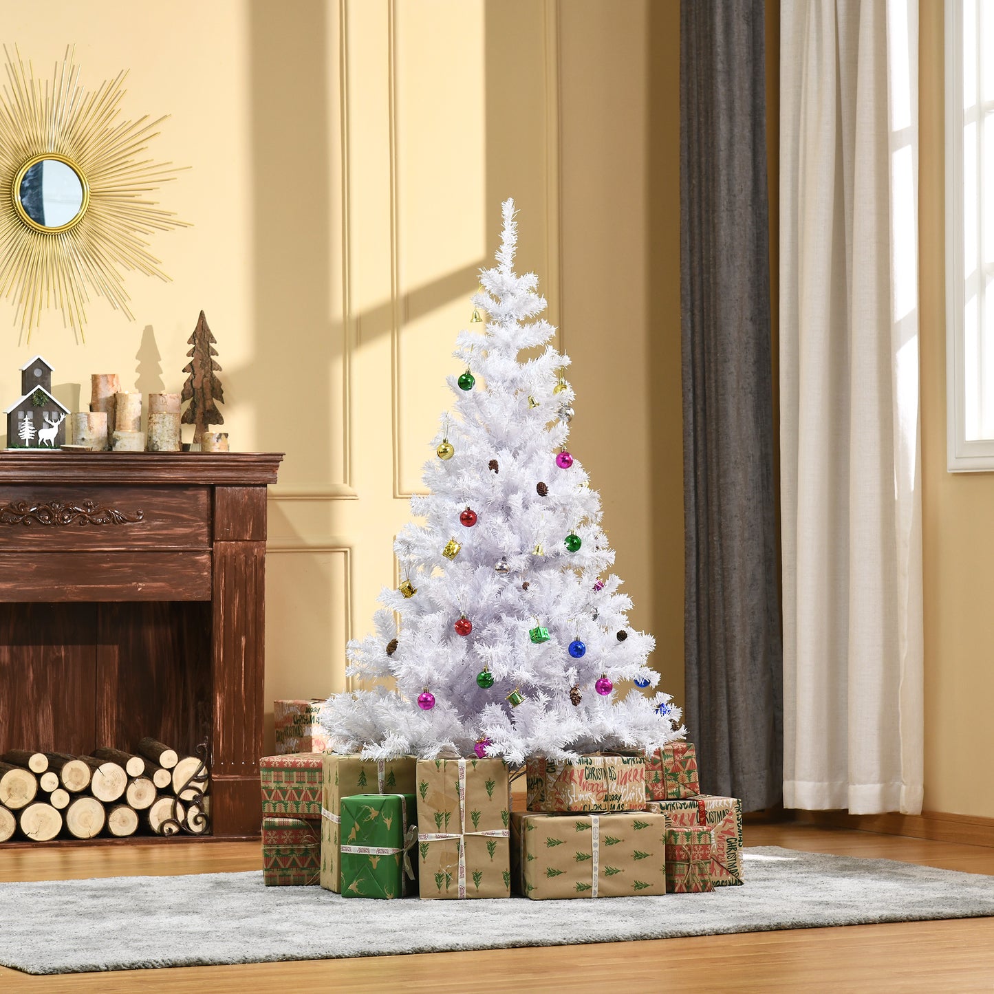 5ft Snow Artificial Christmas Tree w/ Metal Stand Decorations Home White