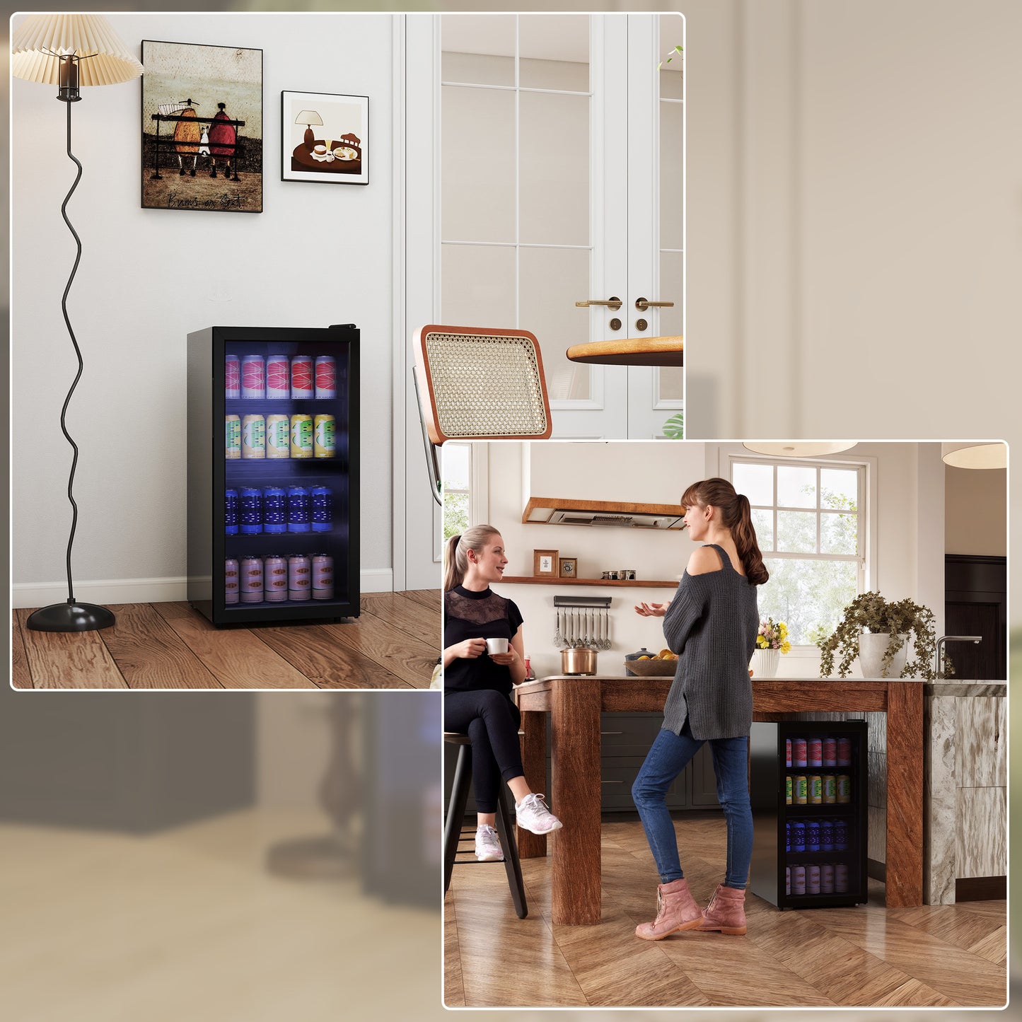 93L Drinks Fridge, 115 Can Under Counter Freestanding Wine Fridge
