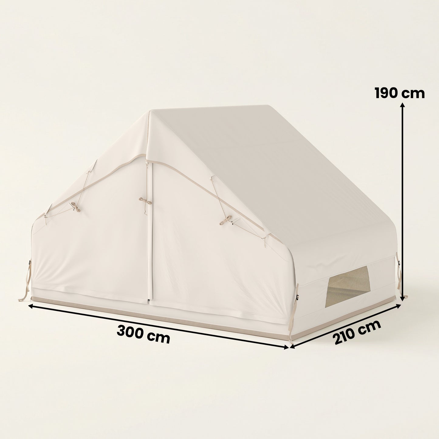 Inflatable Camping Tent with Air Pump, Easy Setup 2-4 Person Blow Up Glamping Tent, 3000mm Waterproof with Mesh Windows and Carry Bag, House Design for Family Weekend Camping, Beige