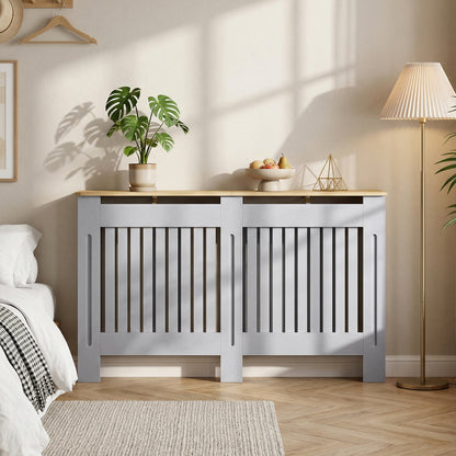 Radiator Cover Painted Slatted MDF Cabinet Lined Grill 152x19x81cm
