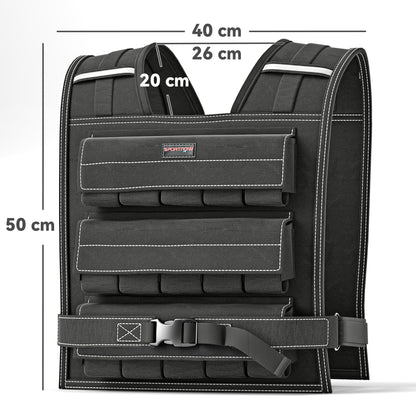 15KG Adjustable Weighted Vest with 15 Metal Weights, Running Weight Vest