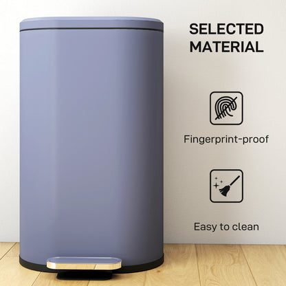 Slim Rectangular Pedal Bin with Soft-Close Lid, 30L Kitchen Bin, Grey