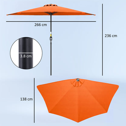 2.7m Metal Frame Garden Furniture Parasol Half Round Umbrella Orange