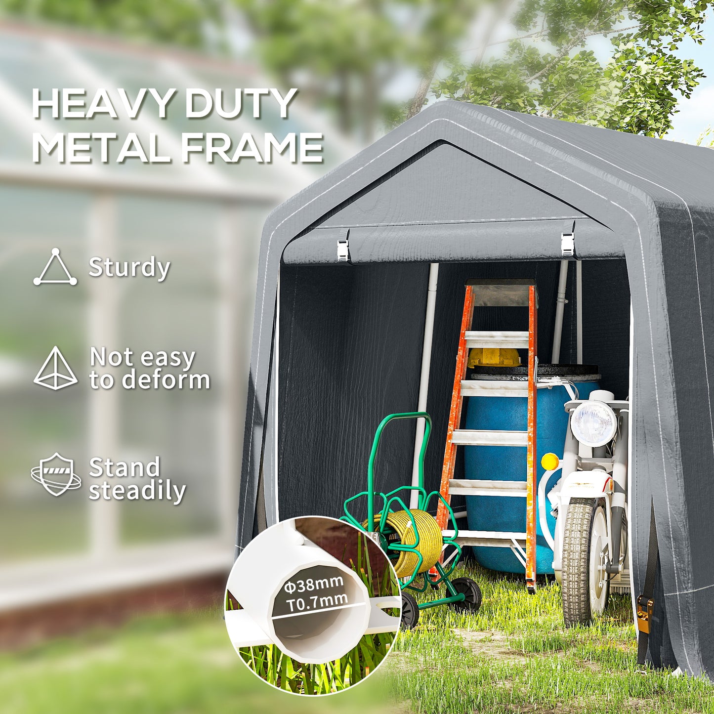 Outdoor Garden Storage Shed Waterproof Bike Tent  w/ Zipper Doors