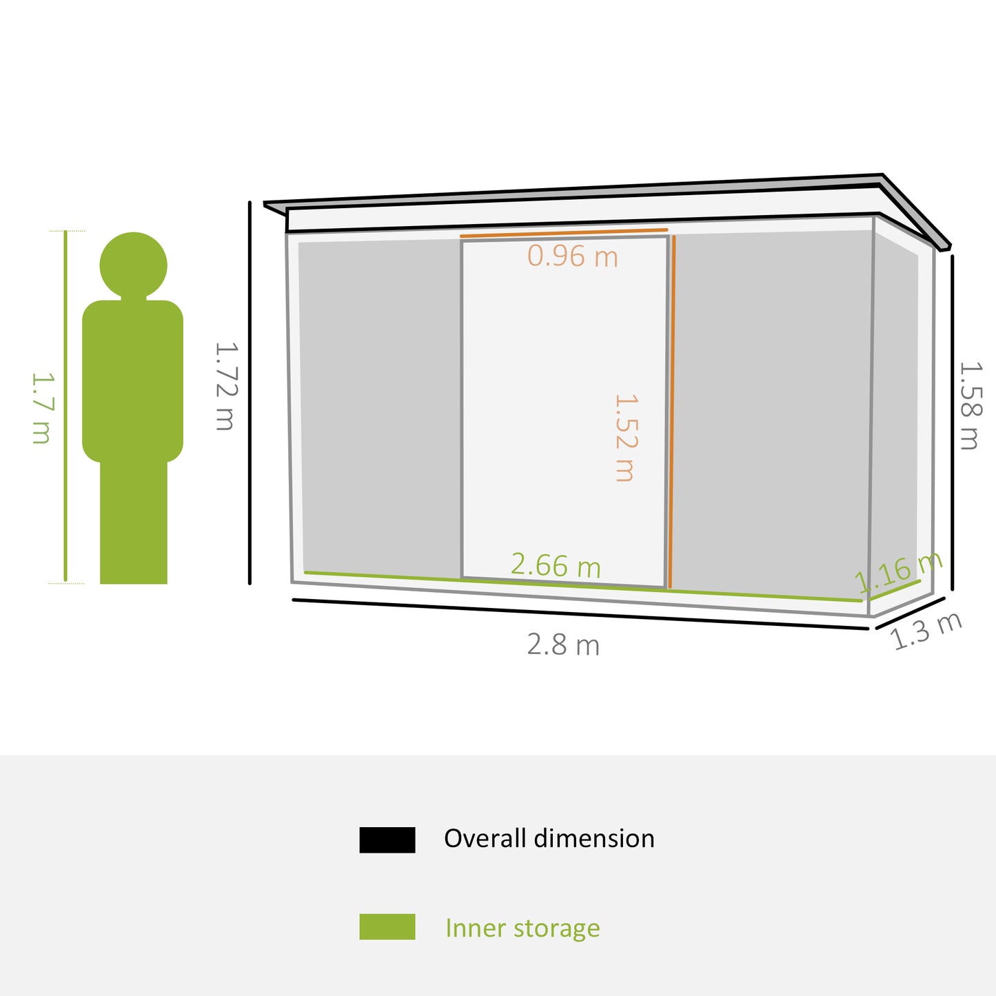 9x4ft Garden Storage Shed Green