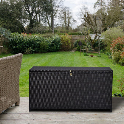 Large Rattan Storage Box Garden Chest Wicker Outdoor Cabinet Deck Shed