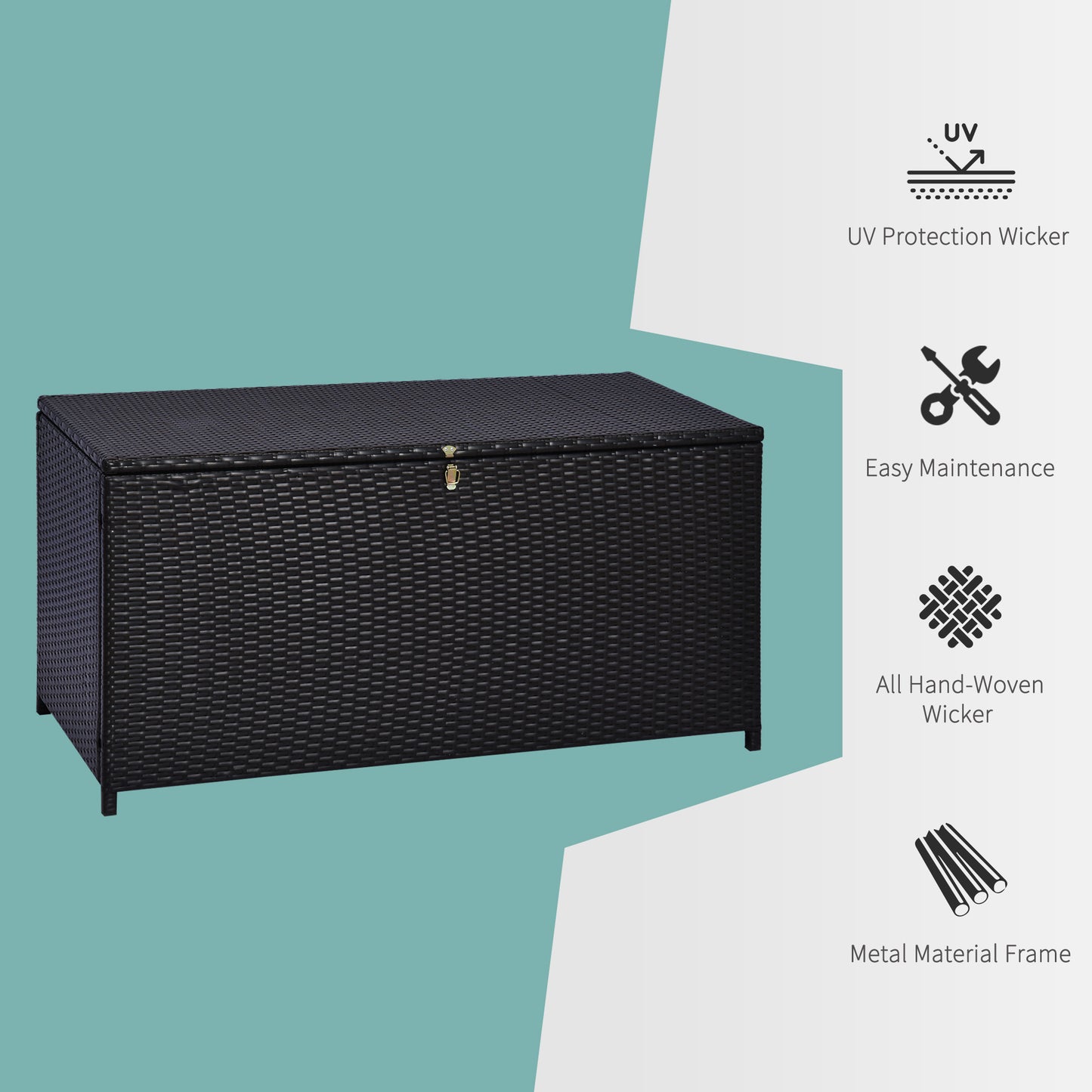 Large Rattan Storage Box Garden Chest Wicker Outdoor Cabinet Deck Shed