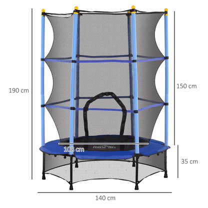 4.6FT/75" Kids Trampoline with Safety Enclosure, Indoor Outdoor Blue