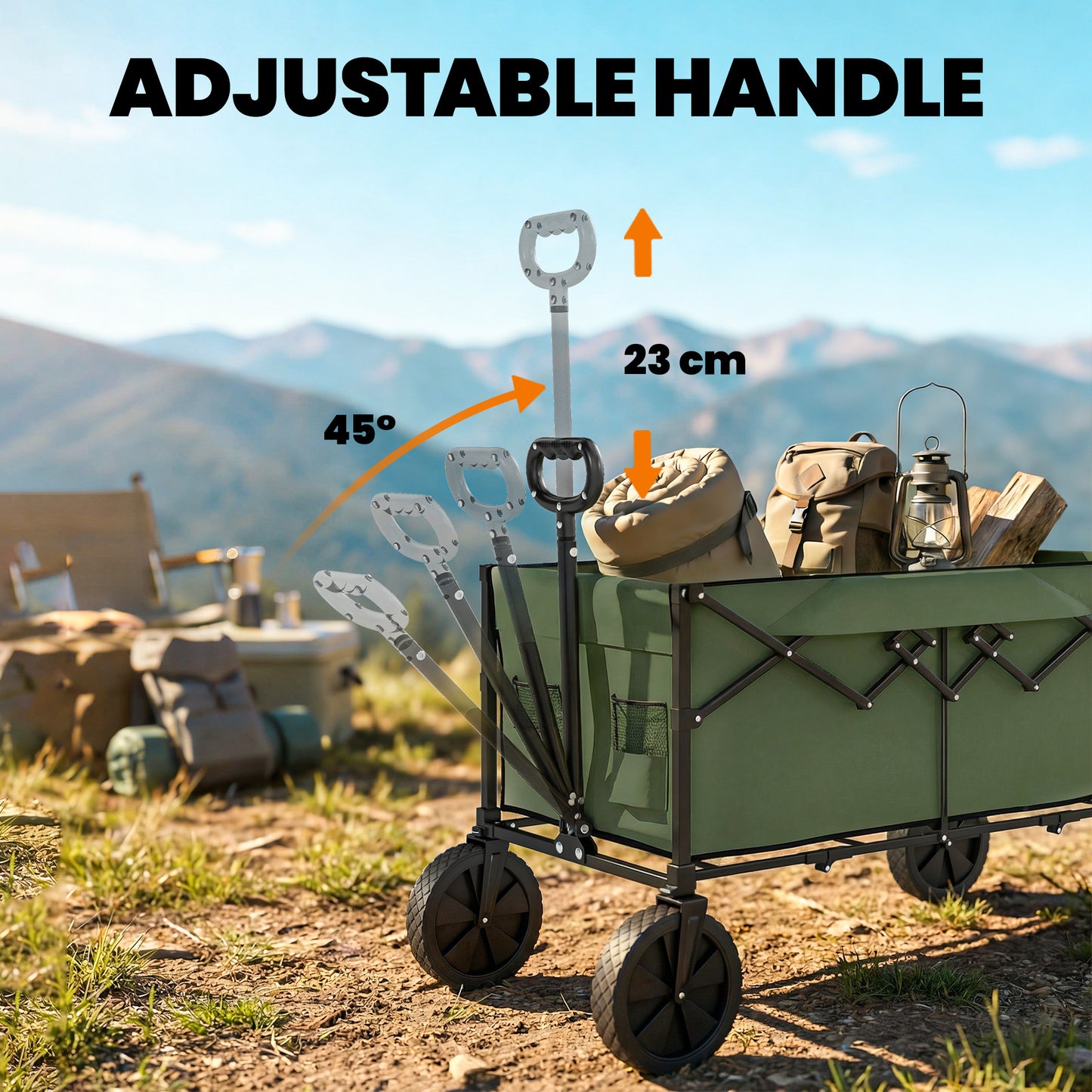 95L Foldable Festival Trolley on Wheels, Dark Green