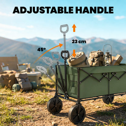 95L Foldable Festival Trolley on Wheels, Dark Green