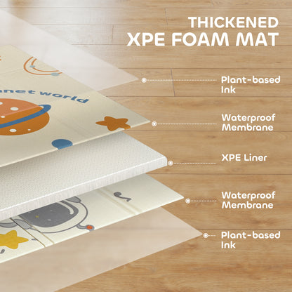 Baby Play Mat, Double Sided Crawling Mat, Astronaut & Planet Theme
