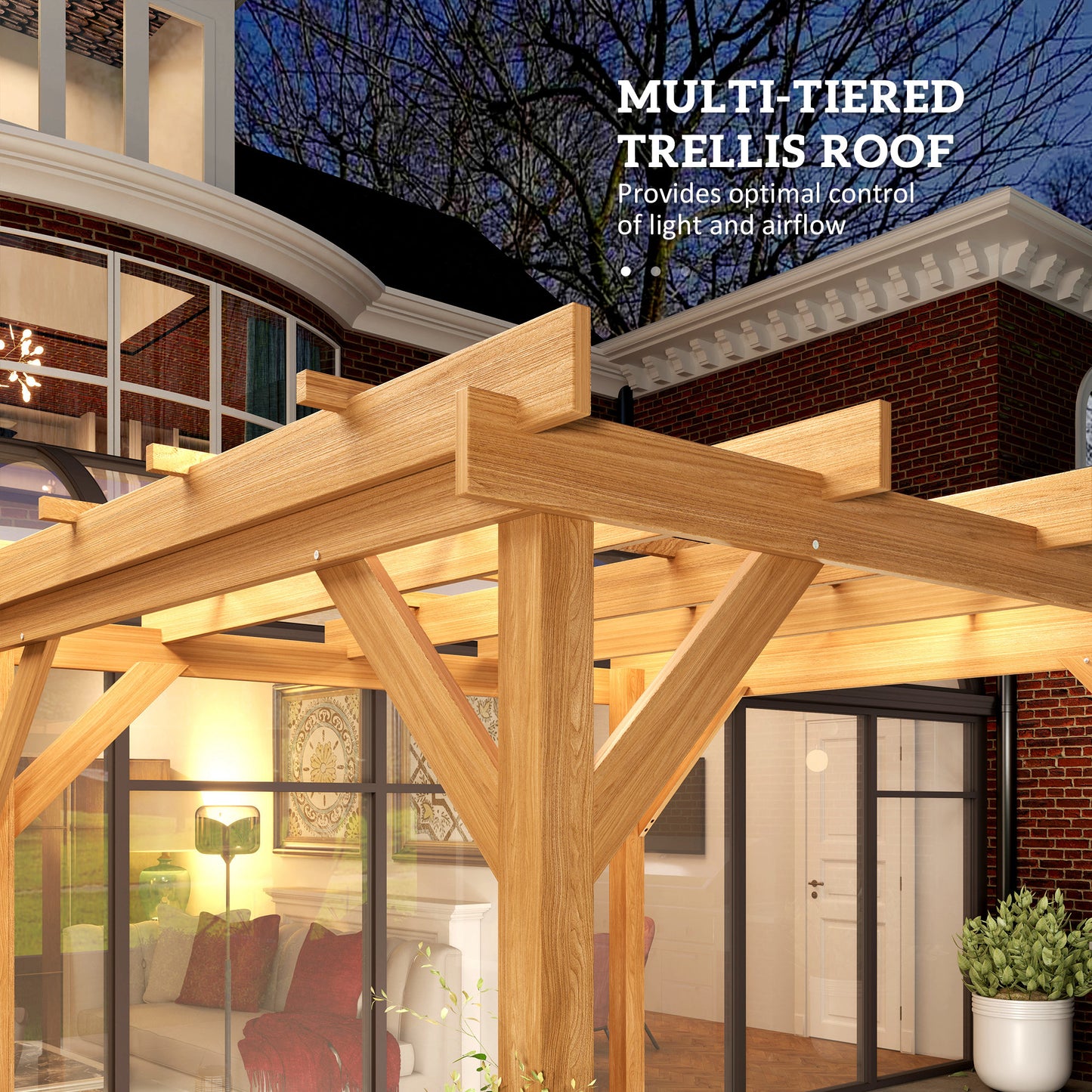 3 x 3 m Wooden Pergola Kit, Garden Gazebo Shelter, Dark Brown