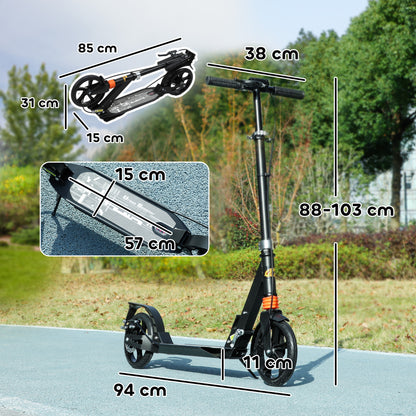 Scooter for Kids Ages 6-12, Foldable Kick Scooter with 4 Levels Adjustable Handlebar, Dual Brake System, 200mm Wheels, ABEC-7 Bearings, Gift for Boys & Girls, Black