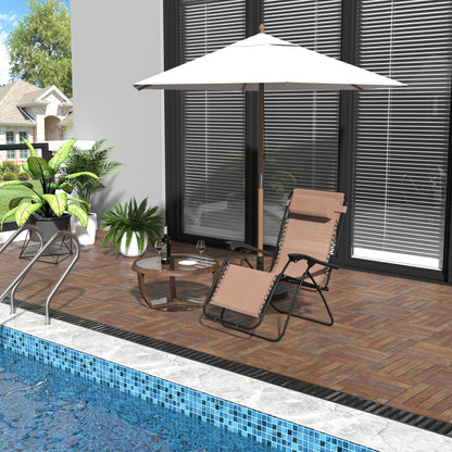 Zero Gravity Chair Metal Frame Armchair Outdoor Folding & Reclining Sun Lounger with Head Pillow for Patio Decking Gardens Camping, Beige