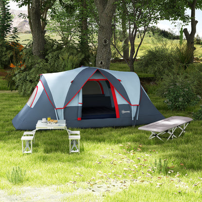 Folding Camping Picnic Table with 4 Seats and Umbrella Hole, Grey