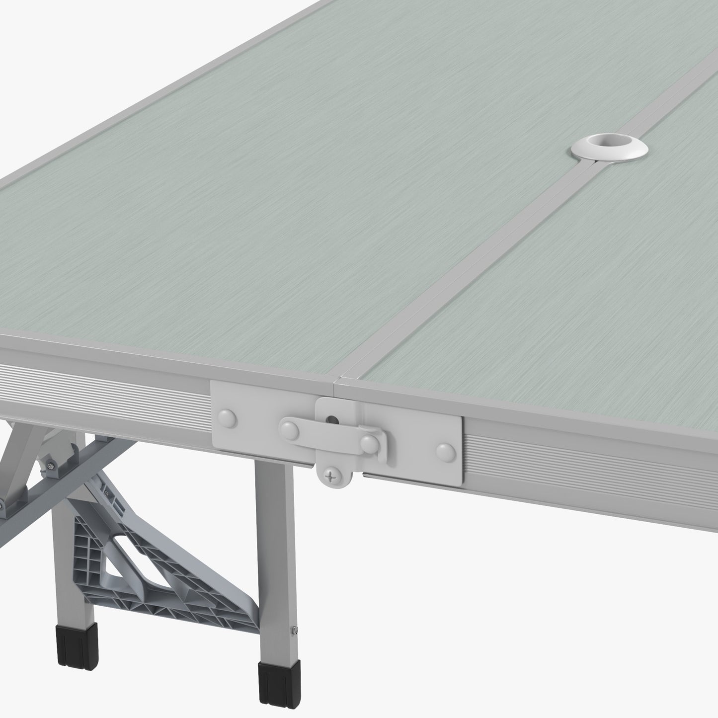 Folding Camping Picnic Table with 4 Seats and Umbrella Hole, Grey
