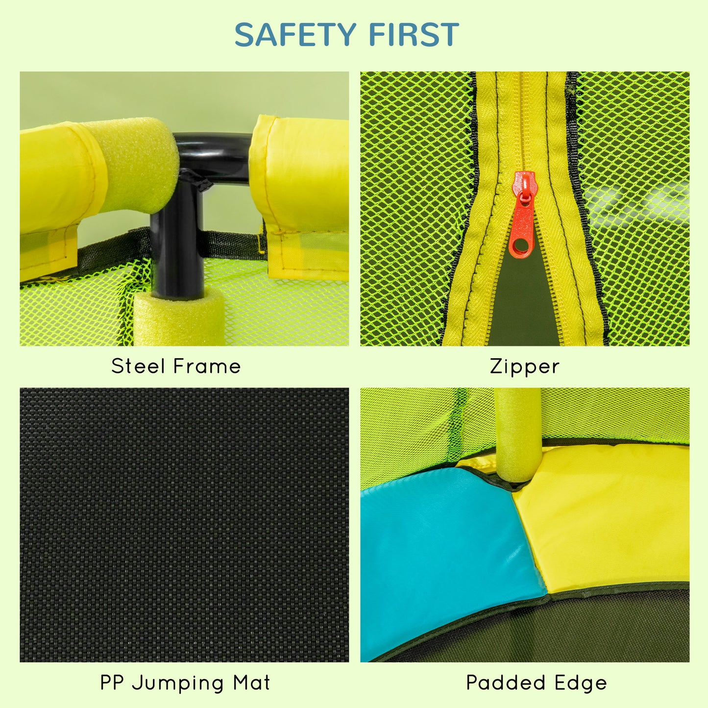 4.6FT Kids Trampoline with Enclosure Safety Net for 3-10 YearsYellow