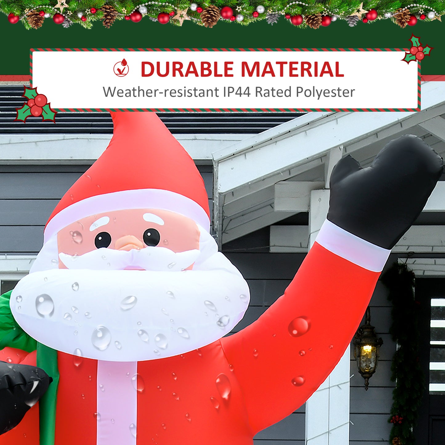 8ft Lighted Christmas Inflatable Santa Claus Gift Bag Yard Decoration