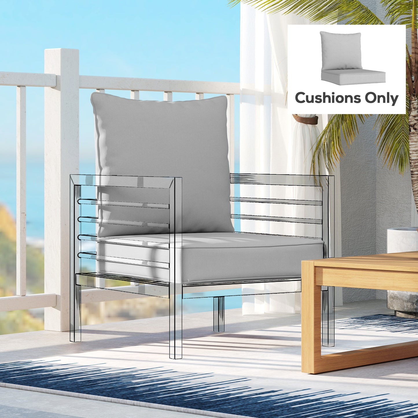 Seat and Back Cushion Set, Fade Resistant Replacement Cushion