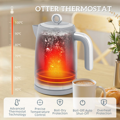 3000W Rapid Boil Kettle and Toaster Set with Otter Thermostat, Grey