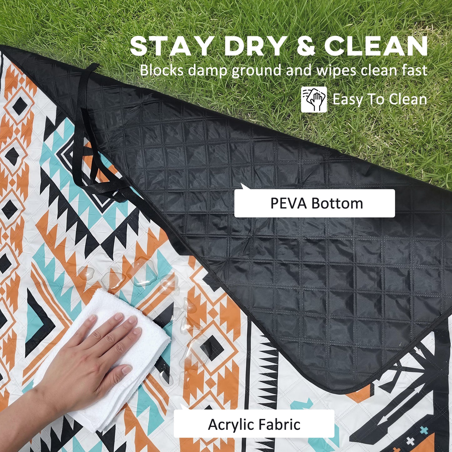 Picnic Blanket, 300x200CM Beach Blanket Outdoor Picnic Mat