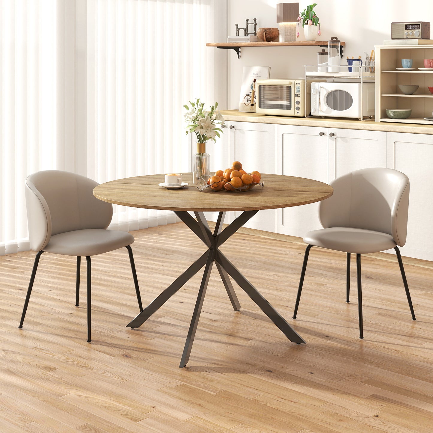 120 cm Dining Table for 4, Industrial Kitchen Table with Steel Legs