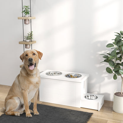 Raised Dog Bowls with Slow Feeder Mat & Semi-Auto Dispenser Function