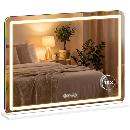 Vanity Mirror with Lights and Bluetooth Speaker, 80 x 60 cm, White