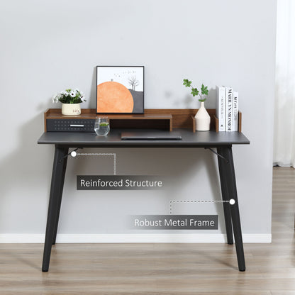 Built-In Storage Desk Workstation Steel w/ Adjustable Feet Drawer Black