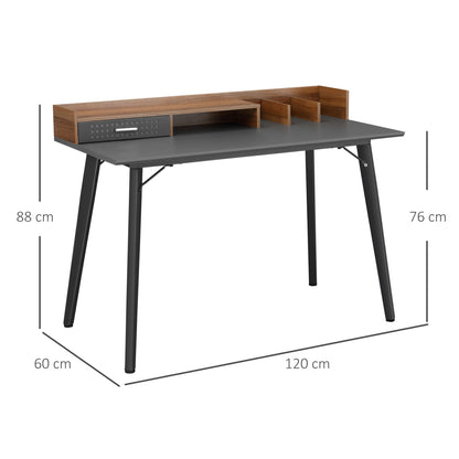 Built-In Storage Desk Workstation Steel w/ Adjustable Feet Drawer Black