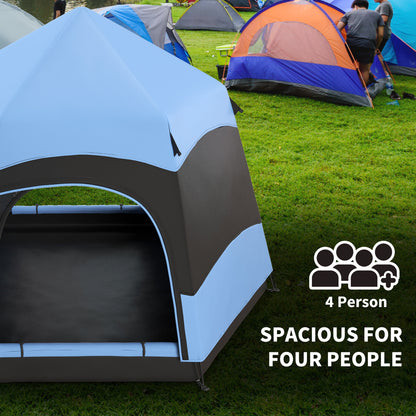 Double Layer Dome Tent w/ Rainfly and Welded Floor, 4 Man Hexagon Pop Up Tent, Portable Camping Shelter w/ Hang Hook and Carry Bag
