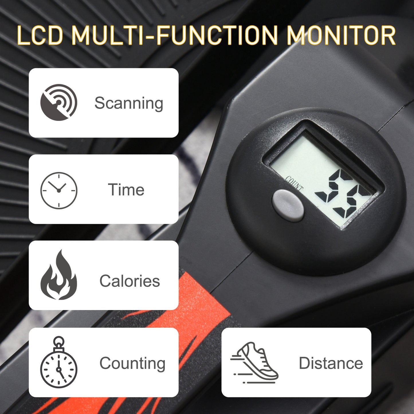 Mini Manual Elliptical Bike Under Desk Bike w/ LCD Monitor Anti-Slip Pedals Adjustable Resistance Home Compact Exercise Trainer
