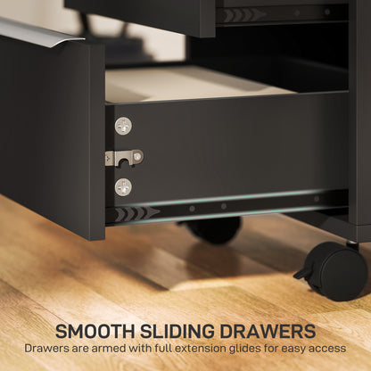 Modern 3-Drawer Locking File Cabinet Mobile Filing Cabinet Black